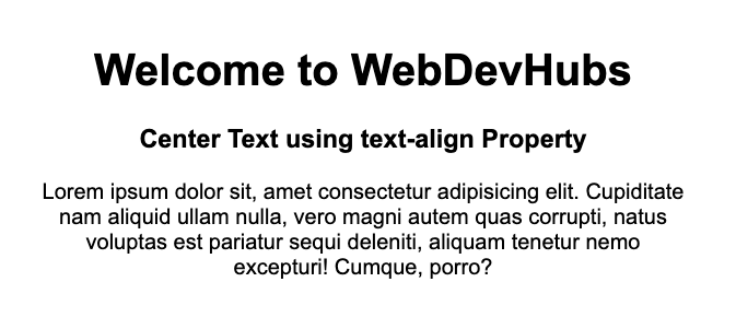 Centering Text Horizontally using CSS text-align Property